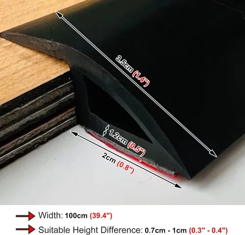 Miniatura 7 de Tira de transición de umbral de PVC, tira ligera para bordes para alfombras/azulejos de madera, incluye tiras autoadhesivas (negro)