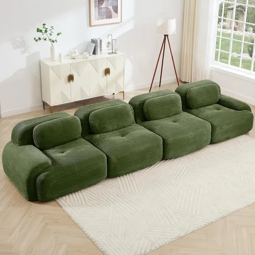 Miniatura 38 de Juego de sofás seccionales sin hueso de 117 pulgadas para sala de estar, modular en forma de L y sofá de 3 plazas con asiento profundo, almohadas