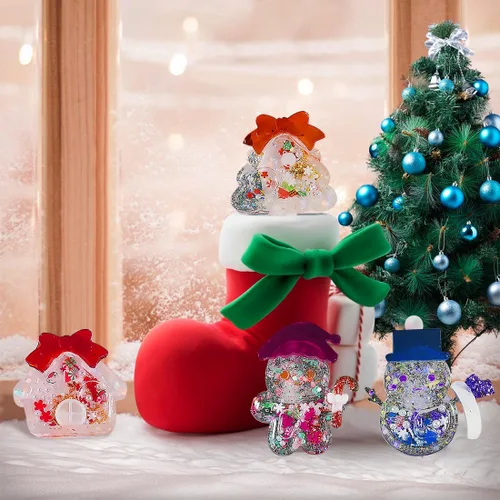 Miniatura 5 de 6 moldes de resina de Navidad 3D, moldes de resina de Navidad con película de sellado, copos de nieve, muñeco de nieve, arena movediza, moldes