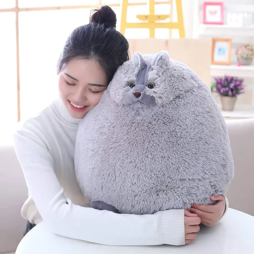 Miniatura 3 de Winsterch - Juguete de peluche grande para niños de gato, regalo, animal de peluche grande, gato de peluche gris para niños (gris, 20 pulgadas)