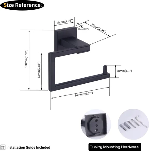 Miniatura 6 de GERZ Soporte de papel higiénico para baño SUS 304 acero inoxidable mate negro soporte de rollo de papel de seda soporte de pared JG1905-BK