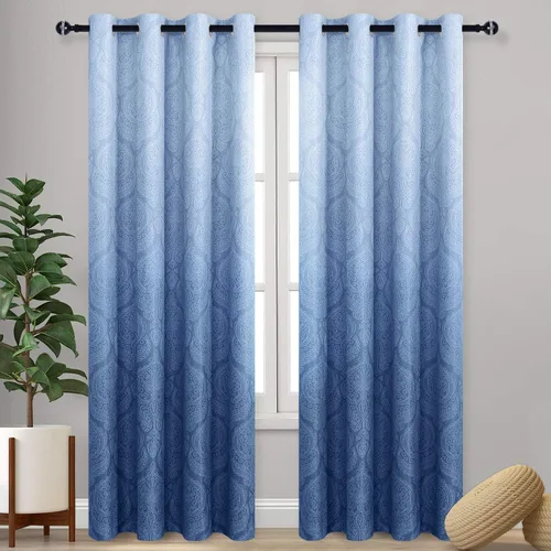 Miniatura 60 de DWCN - Cortinas blackout para dormitorio, diseño de damasco con aislamiento térmico y ojales, para sala de estar, juego de 2 paneles de cortina Gris