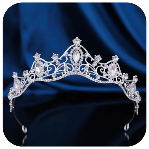 Miniatura 8 de Tiara de princesa de cristal de la reina – Diadema con coronas de diamantes de imitación para cumpleaños, bodas, Halloween, bailes, concursos