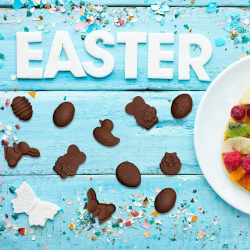 Miniatura 4 de Whaline 4 paquetes de moldes de silicona para huevos de Pascua, moldes de chocolate, conejo, conejo, pato, cesta de resina, molde de caramelo