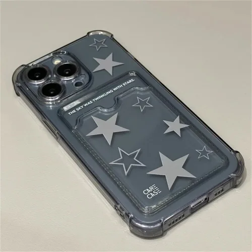 Miniatura 2 de Funda compatible con iPhone 11, funda suave coreana Y2K Star con ranura para tarjetero, bonita funda protectora kawaii transparente a prueba de Para