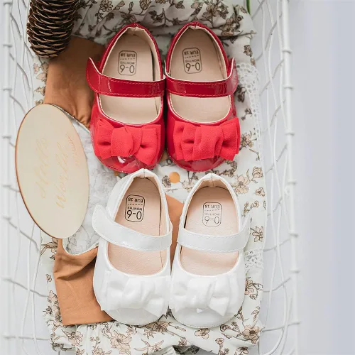 Miniatura 3 de Miamooi Zapatos de vestir de boda para bebés y niñas, zapatos de ballet con lazo de princesa Mary Jane, zapatos planos para primeros pasos, zapatos