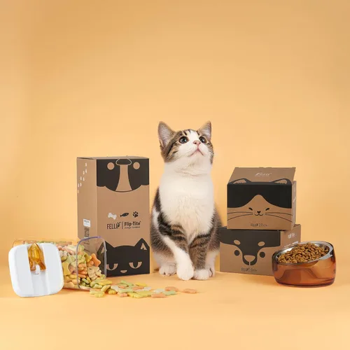 Miniatura 7 de Felli Oblik Cuencos Elevados para Comida de Gatos de Acero Inoxidable 304, Plato Plano Desmontable para Fatiga de Bigotes y Fácil Limpieza en Clásico