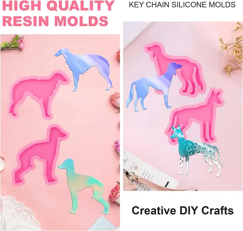 Miniatura 5 de Kit de 44 moldes de resina epoxi – 4 moldes de silicona con diferentes formas de perro con accesorios, moldes de fundición de resina epoxi, moldes