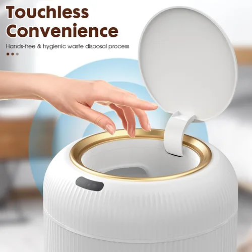 Miniatura 3 de Procade Cubo de basura con sensor de movimiento con tapa, cubo de basura eléctrico de baño de 3 galones, papelera blanca pequeña sin contacto, mini