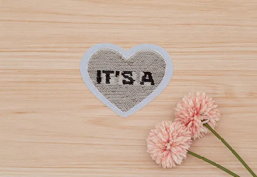 Miniatura 5 de Kate & Milo Calcomanía de lentejuelas para revelar el género, "It's a Girl", de doble cara, decoraciones de fiesta de revelación de género, rosa