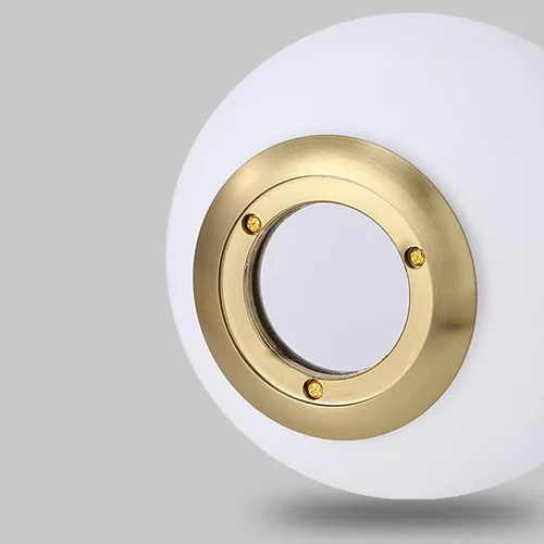 Miniatura 7 de Lámpara colgante de cristal blanco con forma de globo de 2 luces, bola de vidrio blanca y latón dorado Matel lámpara colgante lámpara de techo