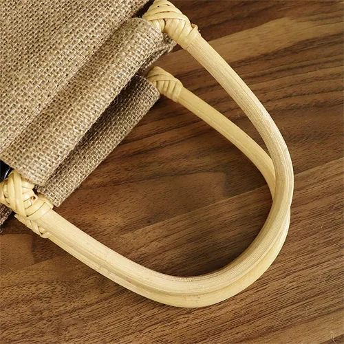 Miniatura 6 de Vpang Bolsa ecológica para botella de vino de arpillera con mango de bastón, bolsa de yute para embalaje de regalo, dulces, decoraciones navideñas
