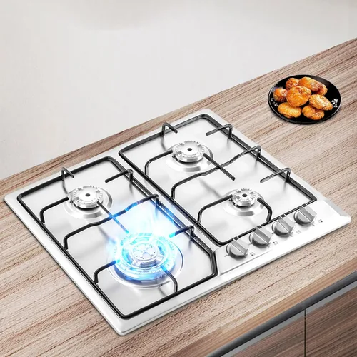 Miniatura 9 de Placa de cocina de gas, 4 quemadores, estufa de gas de alta eficiencia, estufa de gas de acero inoxidable, estufa de gas natural integrada de 22