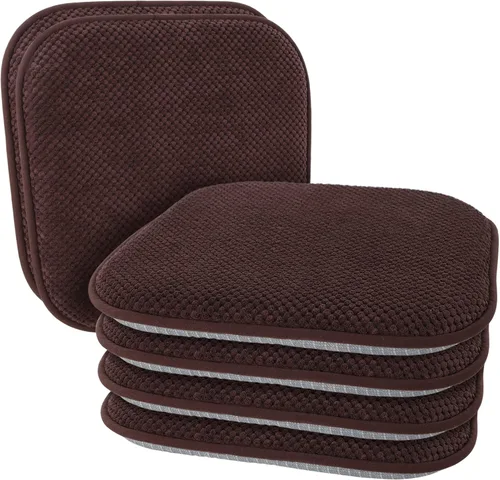 Miniatura 12 de Cojines para Sillas de Cocina Vino Rojo Antideslizantes de Espuma para Oficina, Cojines para Asientos Lavables, Almohadillas Gruesas y Suaves, Rojo