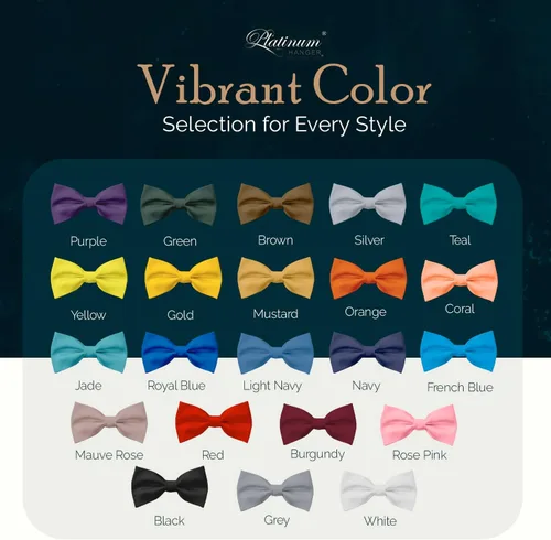 Miniatura 5 de Pajarita de esmoquin formal de satén preatada clásica para hombre, longitud ajustable, gran variedad de colores disponibles