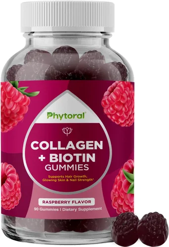 Phytoral Péptidos de colágeno hidrolizados para mujeres con biotina, vitaminas para el cabello, la piel y las uñas para elasticidad, vitalidad e
