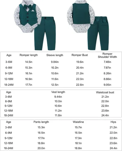 Miniatura 5 de DISAUR Ropa para bebé niño pequeño, 4 piezas de vestido de caballero + chaleco + pantalones + corbata de lazo conjunto de traje de algodón