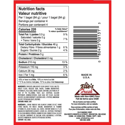 Elie's Bagels lisos – 6 paquetes de 4 bagels por paquete – 24 bagels en total – NO SIN GLUTEN
