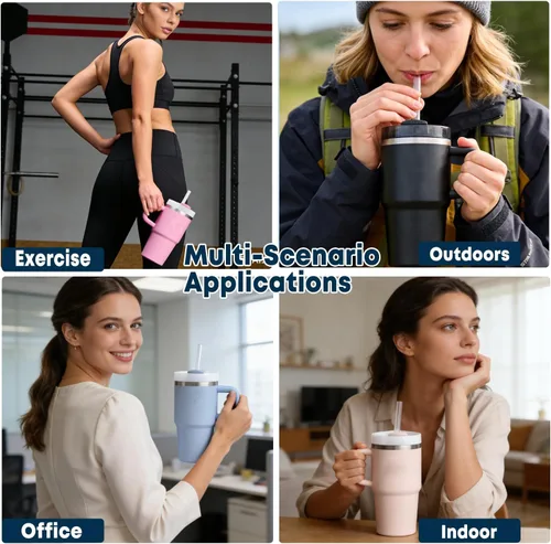 Miniatura 6 de Paquete de 6 pajitas transparentes de repuesto para vaso Stanley de 20 onzas y 14 onzas, pajitas reutilizables de plástico de 8.85 pulgadas