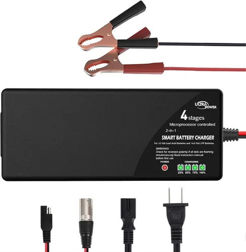 ULTRAPOWER - Cargador de batería LiFePO4 de 14.6 V 10 A, cargador de batería inteligente para baterías LFP de 12 V y batería de plomo ácido,