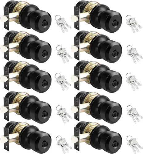 Miniatura 54 de KNOBWELL Paquete de 4 pomos de puerta cuadrados modernos para paso, pomos de puerta interiores, manija de puerta de pasillo y armario, color negro