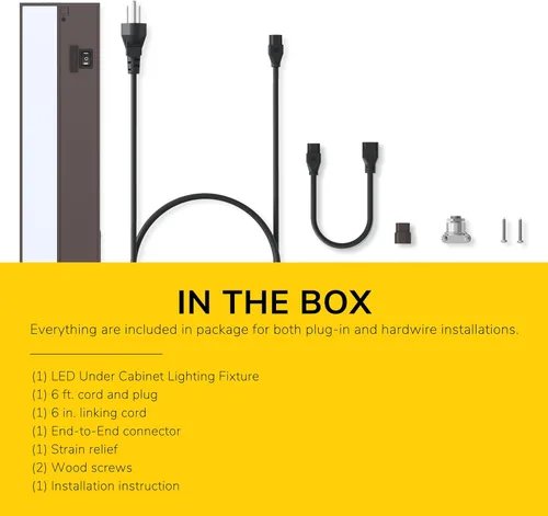 Miniatura 7 de Luz LED GetInLight, regulable, con certificación ETL, para debajo de los armarios, con 3 niveles de color: blanco cálido 2,700 K, blanco suave 3,000