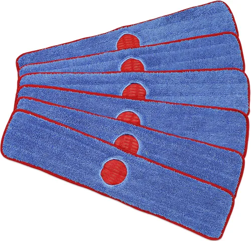Miniatura 2 de CleanAide Almohadilla de fregona de hilo giratorio con limpiador de manchas, 18 pulgadas, paquete de 6 Rojo
