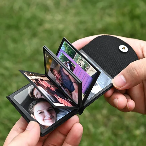 Miniatura 4 de Llavero personalizado con foto personalizado álbum de fotos de cuero llavero bolsillo mini álbum de fotos