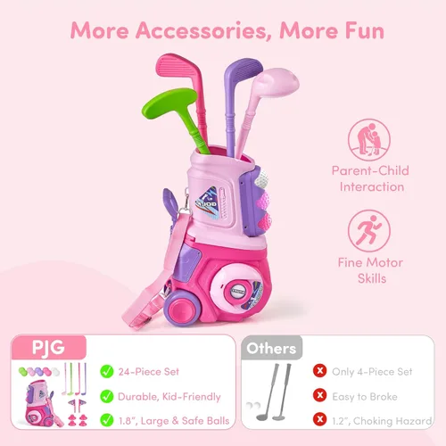 Miniatura 2 de PJG Juego de palos de golf para niños pequeños, palos de golf de plástico para niños de 1, 2, 3, 4, 5 años con 4 palos de golf y 10 pelotas