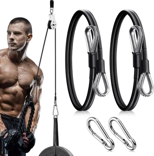 Miniatura 8 de TOBWOLF Gym Cable Extension, Fitness Extension Rope Attachment Compatible with Home Gym Accessories Thick 0.2", Replacement Gym Cable Machine