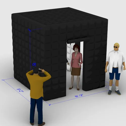 Miniatura 3 de Cabina de fotos inflable (negro, dos puertas, 8.2 x 8.2 x 8.2 pies), cabina de fotos LED inflable portátil con soplador de aire interior, ideal