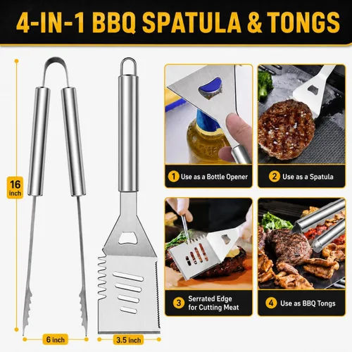 Miniatura 3 de 34 accesorios para parrilla, regalos para hombres, accesorios de barbacoa resistentes de 16 pulgadas, herramientas de barbacoa de acero inoxidable