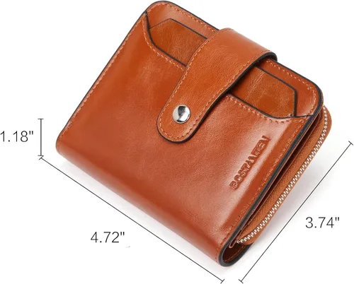 Miniatura 7 de BOSTANTEN - Billeteras de piel para mujer, con bloqueo RFID, con cremallera y bolsillo, billetera pequeña de dos cuerpos, con tarjetero