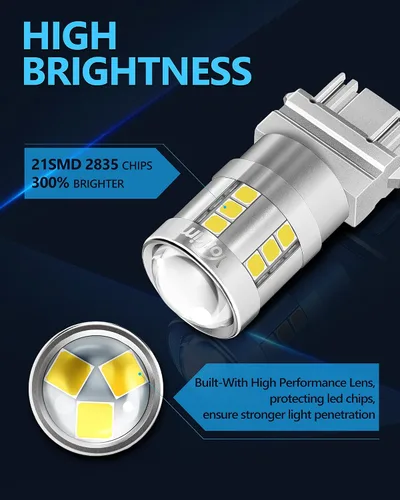 Miniatura 2 de Yorkim Foco led 3157 de color blanco, 6500K de alto brillo 3156 foco led con proyector 3057 3056 3457 4157 foco led de repuesto para luz de giro