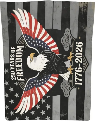 Miniatura 7 de 250 Anniversary USA Flag Flannel Fleece Throw Blankets, Patriotic Eagle Super Warm Soft Sofa Blanket All Season (40"x30")