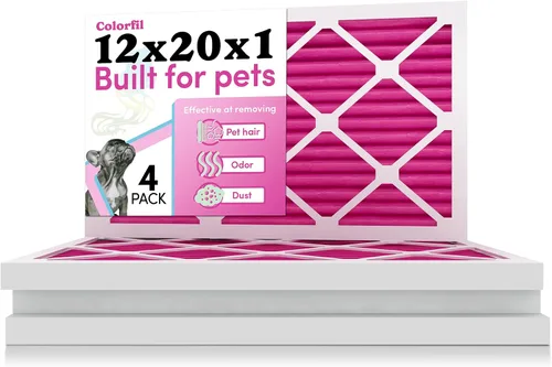 Miniatura 18 de Colorfil - Filtro de aire de 18 x 18 x 1 pulgadas, filtros que cambian de color para olores de gatos y perros, filtro de aire acondicionado MERV 8