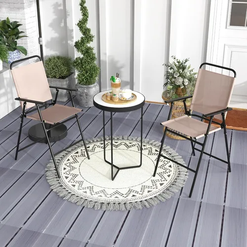 Miniatura 2 de Giantex Juego de 2 sillas de bar plegables para exteriores, sillas de patio con respaldo, reposabrazos, reposapiés, marco de metal, juego de sillas