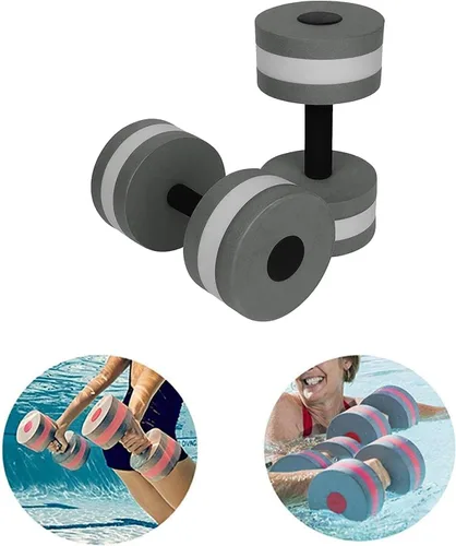 Miniatura 7 de 1 par de mancuernas acuáticas, mancuernas de espuma para ejercicio aeróbico de agua, resistencia a la piscina, equipo de ejercicio acuático para Gris