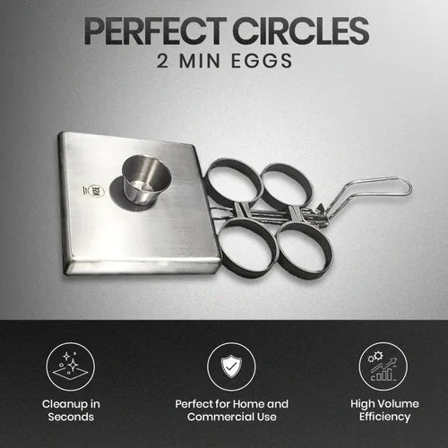 Miniatura 3 de Rattleware Anillos para huevos de acero inoxidable de grado comercial para freír huevos, anillos redondos de metal duraderos con mango resistente al