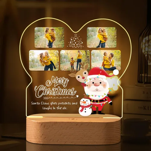 Miniatura 23 de Marco de fotos de corazón personalizado, luz nocturna, lámpara de cristal, texto de imagen personalizada, luz cálida, regalo personalizado