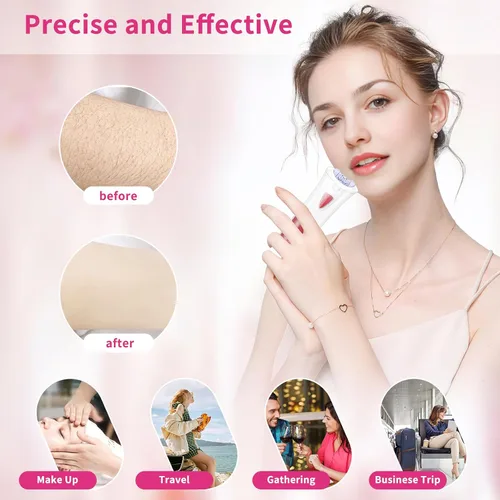 Miniatura 7 de Depiladora facial para mujer, depiladora facial con luz LED, pinzas eléctricas de deslizamiento suave para cara, brazos, piernas, línea de bikini