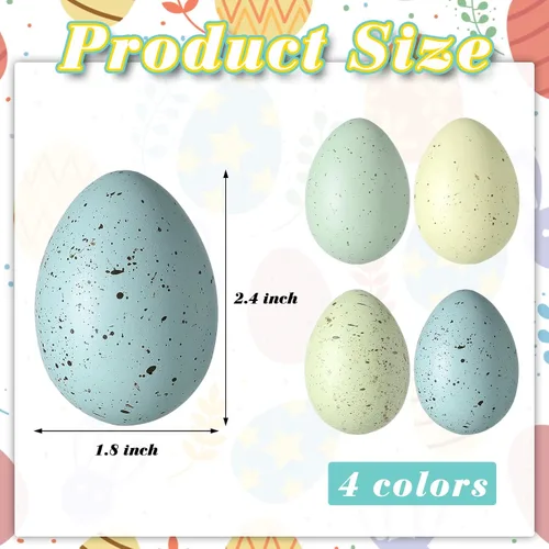 Miniatura 2 de SiliFine 32 huevos moteados de Pascua de 2.4 pulgadas, cuenco de plástico para huevos moteados, relleno de jarrón para exhibiciones de primavera