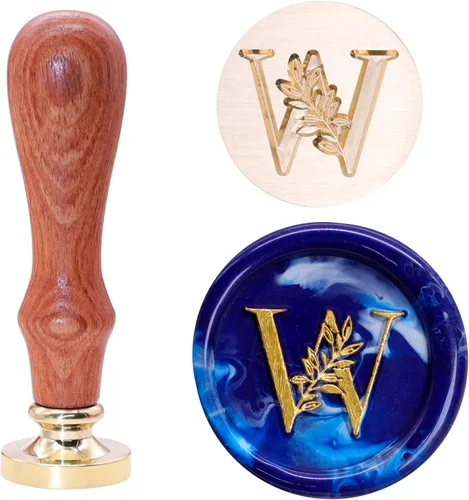 Miniatura 32 de SWANGSA Kit de Sello de Cera con Inicial del Alfabeto H, Sello de Sellado de Letras con Hojas Botánicas Elegantes Vintage con Perlas de Cera