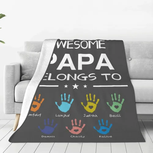 Miniatura 8 de Manta personalizada para papá con nombres de niños de 1 a 10 años, manta con texto en inglés "Thank You for Being The Best Dad Ever", para el Día