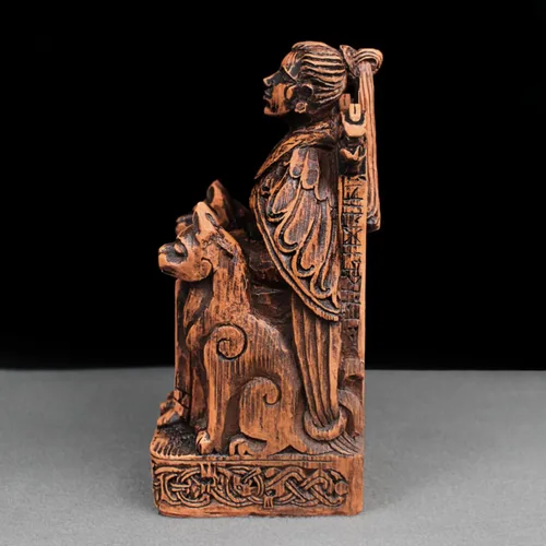Miniatura 5 de Dryad Design Estatua de Freya Diosa nórdica del amor, guerra, magia y gatos, 7 3/4 pulgadas, decoración pagana vikinga para el hogar