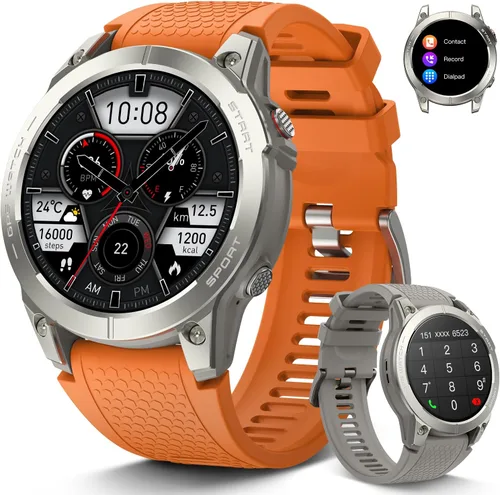 Reloj inteligente para hombres con GPS Fitness: 1.43 "AMOLED Militar Hacer respuesta llamada Correr Relojes digitales para hombre Impermeable