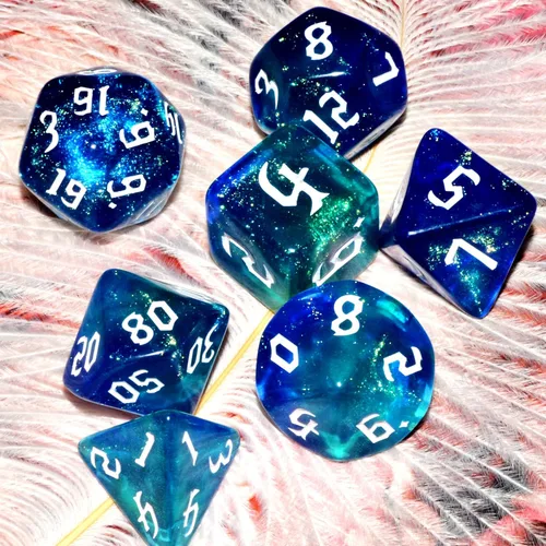 Miniatura 3 de Juego de dados Galaxy Juego de dados DND de cristal cian mezcla azul oscuro para juego de mesa Azul Oscuro Cian