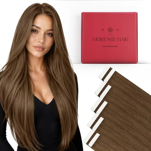 Miniatura 26 de Moresoo Extensiones de cabello humano con cinta adhesiva #1, color negro azabache, extensiones de cabello humano con cinta invisible, extensiones