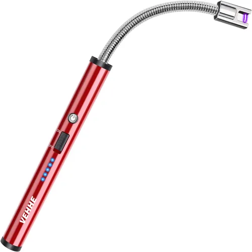 Miniatura 11 de VEHHE - Encendedor de velas eléctrico, encendedor de arco recargable con batería LED, pantalla de batería, cuello flexible largo, USB, encendedores