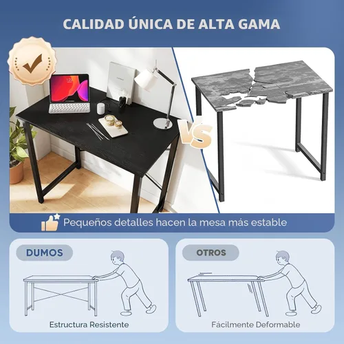 Miniatura 4 de DUMOS Escritorio pequeño para computadora de 31 pulgadas para oficina en casa, escritorios de juegos para dormitorio, mesa de trabajo de estudio